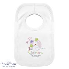 Personalised The Snowdog My 1st Christmas Bib Pink